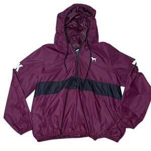 Victoria's Secret PINK Maroon 1/4 Zip Nylon Pullover Hooded
Wind‎ Breaker SZ M/L